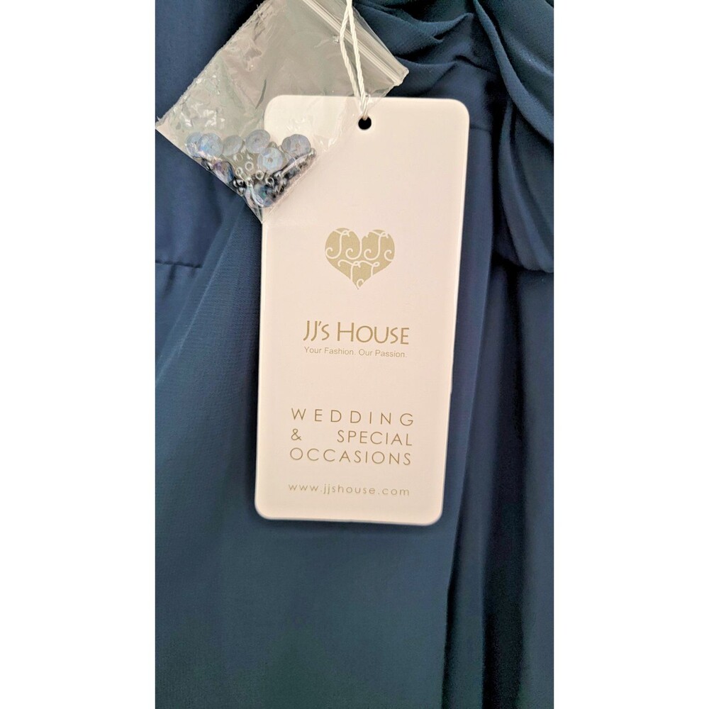 J.J.'s cocktail/special occasion dress in navy chiffon hi lo design new 22W - Picture 7 of 8